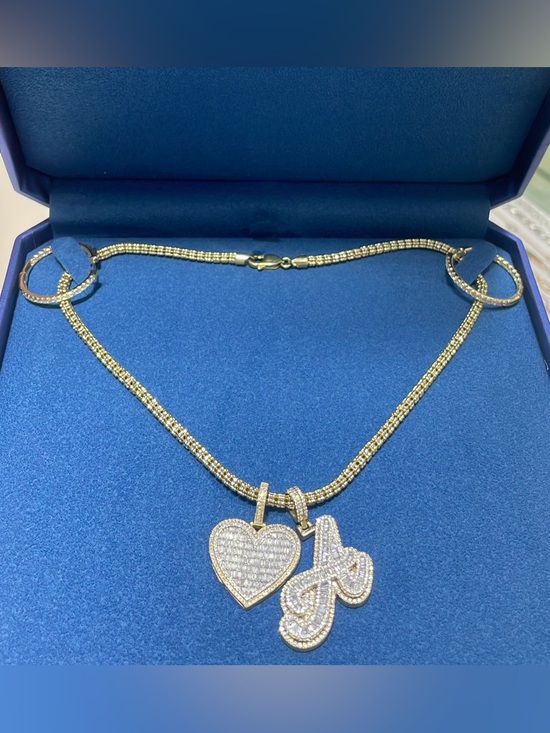 Jewelry - Custom Heart & Initial Pendant Necklace/ Earrings Set